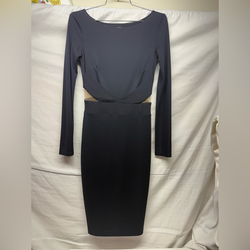 Bailey 44 Black Long Sleeve Dress -Body-con midi dress with Cutout-XS